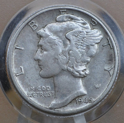 1945-S Mercury Silver Dime - WWII Era Dime - San Francisco Mint - Winged Liberty Head Dime 1945 S Silver Dime