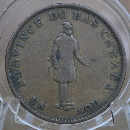 1837 Bank Token Half Penny - F (Fine) Condition - 1/2 Penny Bank Token 1837 Bank of Montreal Canadian Bank Token 1837, Low Mintage
