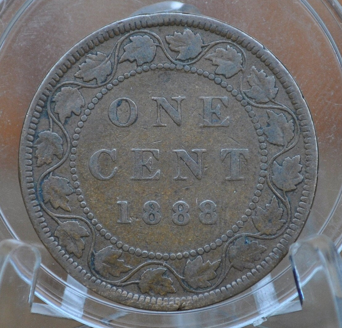 1888 Canadian Cent - F (Fine) Condition - Queen Victoria - 1888 Large Cent - 1888 Penny Canada 1 Cent 1888