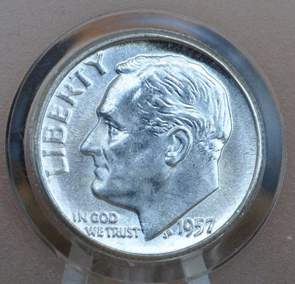 1957 Roosevelt Silver Dime - Gem BU (Uncirculated) Condition - Philadelphia Mint - 1957 P Roosevelt Dime Silver 1957