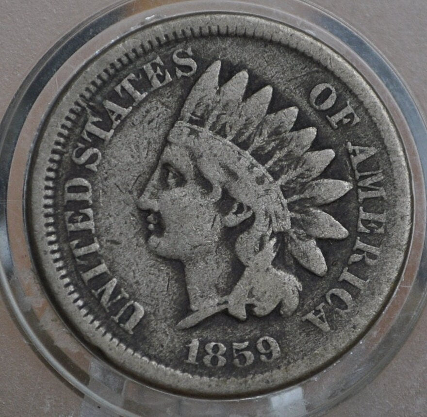 1859 Indian Head Penny - G to VF (Good to Very Fine) Grade, Choose by Grade - First year made - 1859 Indian Head Cent 1859