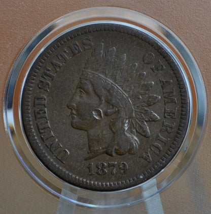 1879 Indian Head Penny - F (Fine) Grade / Condition with a mark on profile - Great Date - Indian Head Cent 1879