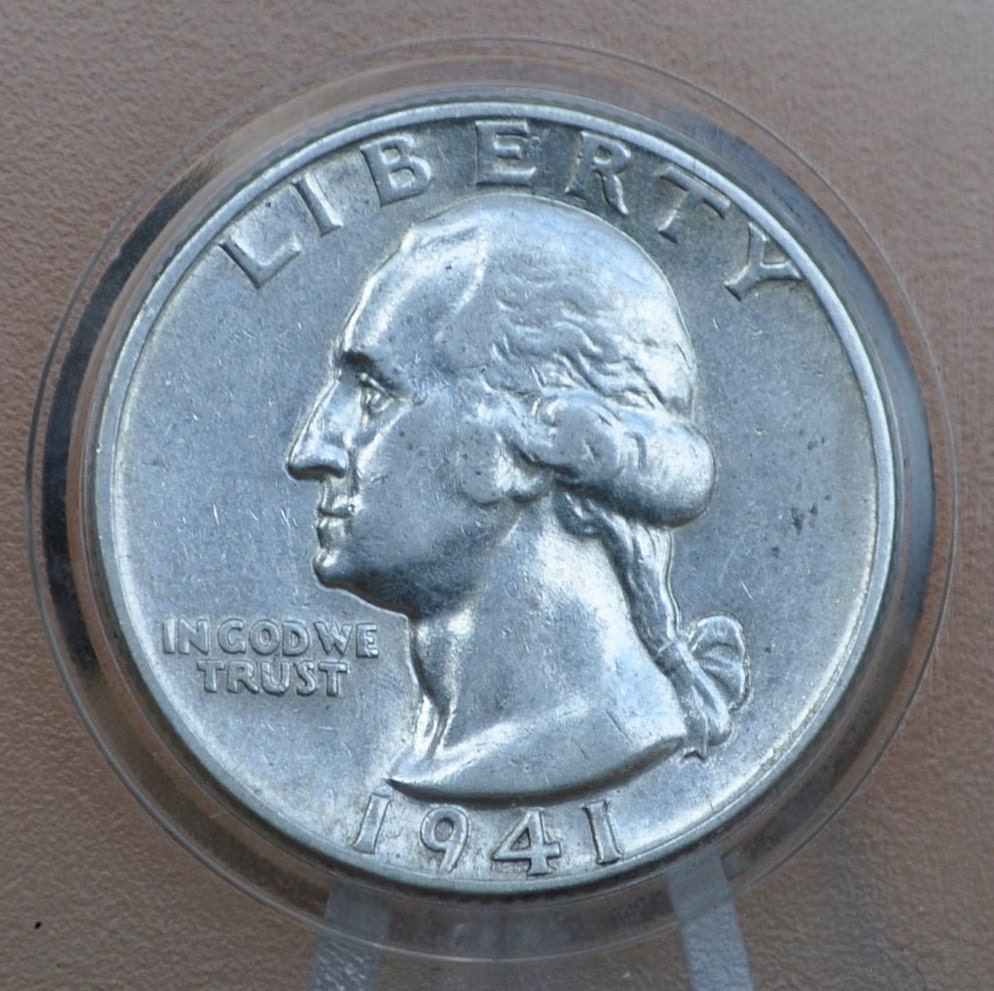 1941 Washington Silver Quarter - Average Circulation to AU Grade / Condition - Philadelphia Mint - Washington Quarter 1941 P Silver Quarters