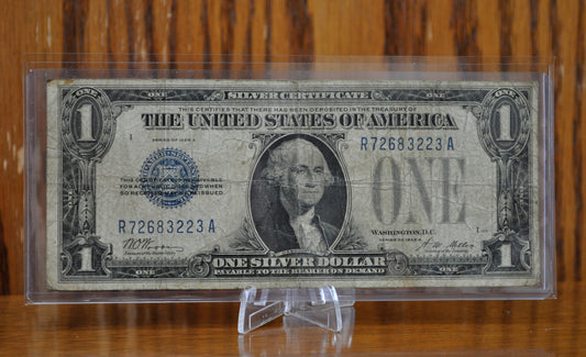 1928 1 Dollar Silver Certificate - G/VG (Good / Very Good) Grade / Condition - 1928 One Dollar Silver Certificate Funny Back Note