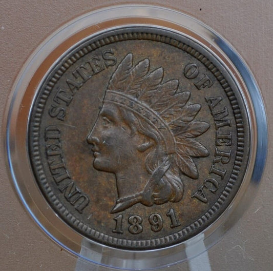 1891 Indian Head Penny - AU55 (About Uncirculated) Grade / Condition - Indian Head Cent 1891 - 1891 US One Cent