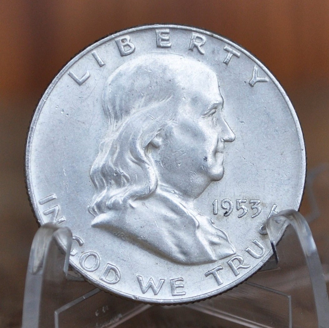 1953-D Franklin Silver Half Dollar - VF-BU (Very Fine to Uncirculated), Choose by Grade - Benjamin Franklin Half Dollar 1953 D - Denver Mint