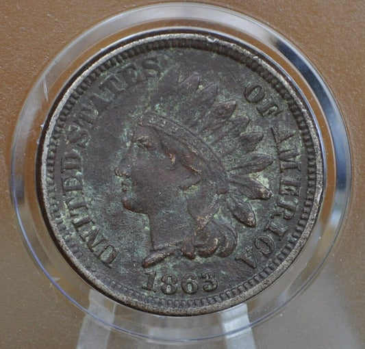 1863 Indian Head Penny - Cull Condition, Corrosion / Damage Coin - Early Date - Civil War Era Cent - 1863 Indian Head Cent 1863 - Low Grade