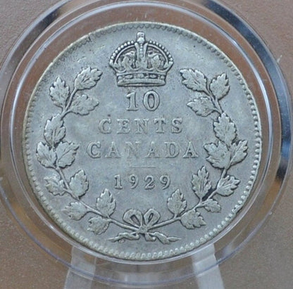 1929 Canadian Silver 10 Cent Coin - VF-XF (Very to Extremely Fine) Choose by Grade - King George V - Canada 10 Cent 80% Silver 1929