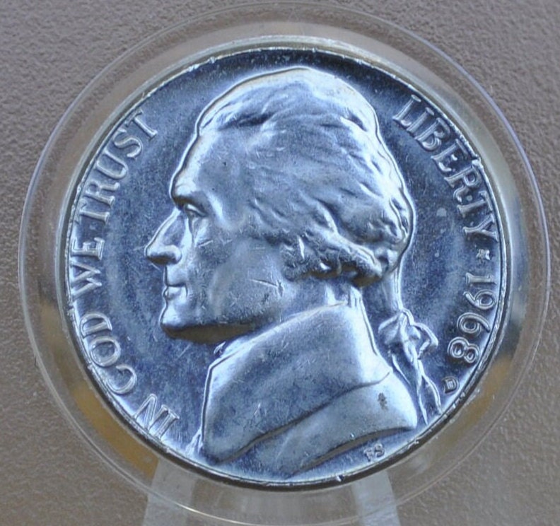 1968-D Jefferson Nickel - Circulated Condition to BU; Choose by grade - Denver Mint - 1968 D Mint Nickel Jefferson 1968D