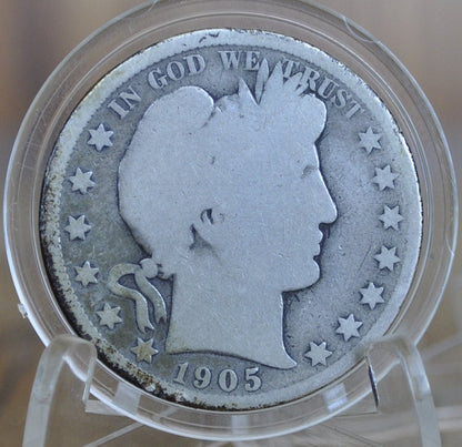 1905-O Barber Half Dollar - AG (About Good) Grade - New Orleans Mint - 1905 O Silver Half Dollar 1905O Barber 1905 O Half Dollar Better Date