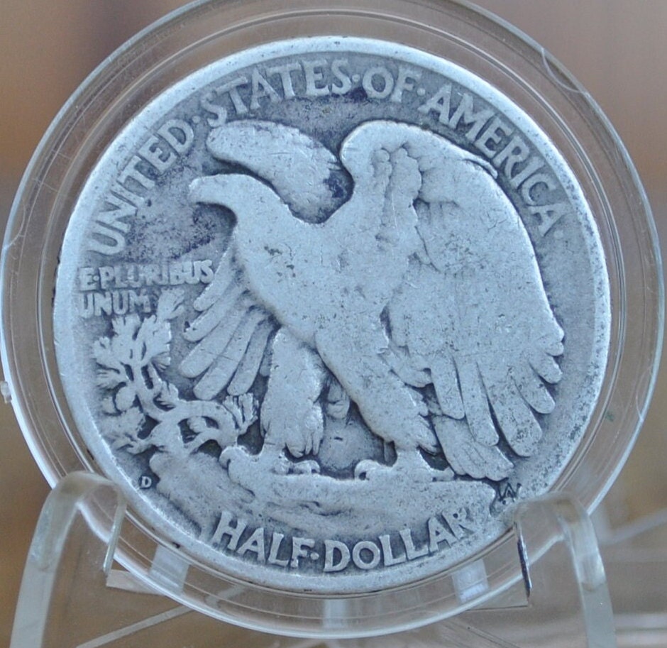 1936-D Walking Liberty Silver Half Dollar - VG-F (Very Good - Fine) Grade / Condition - Denver Mint - 1936D Half Dollar / 1936 D Half Dollar