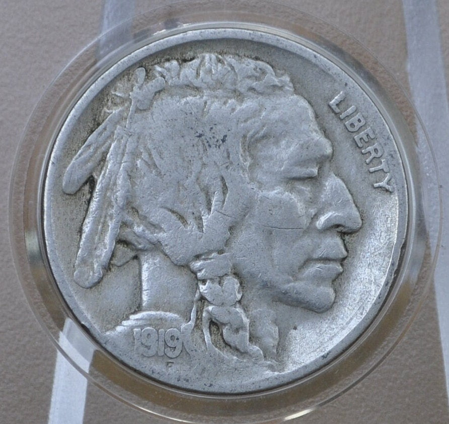 1919 Buffalo Nickel - VG-VF (Very Good to Very Fine); Choose by Grade - Philadelphia Mint - Clear Date - 1919P / 1919-P Indian Head Nickel