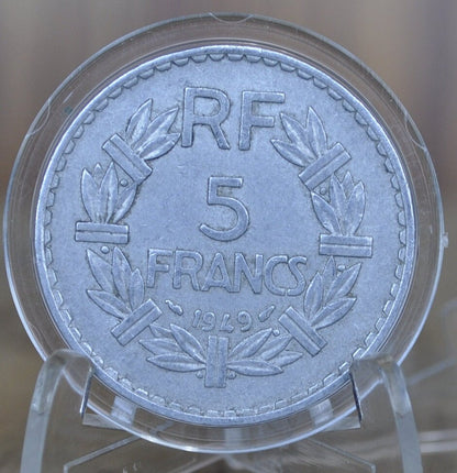 1940's 5 Franc French Coins - Excellent Condition -  French Five Franc Coin - 5 Fr / 5 Francs - Light Metal- Great for gifts/jewelry
