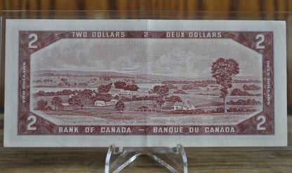 1954 Canadian 2 Dollar Banknote - AU (About Uncirculated) - 1954 Canadian Two Dollar Banknote 1954 - Crisp Notes Canada 2 Dollar Bill 1954