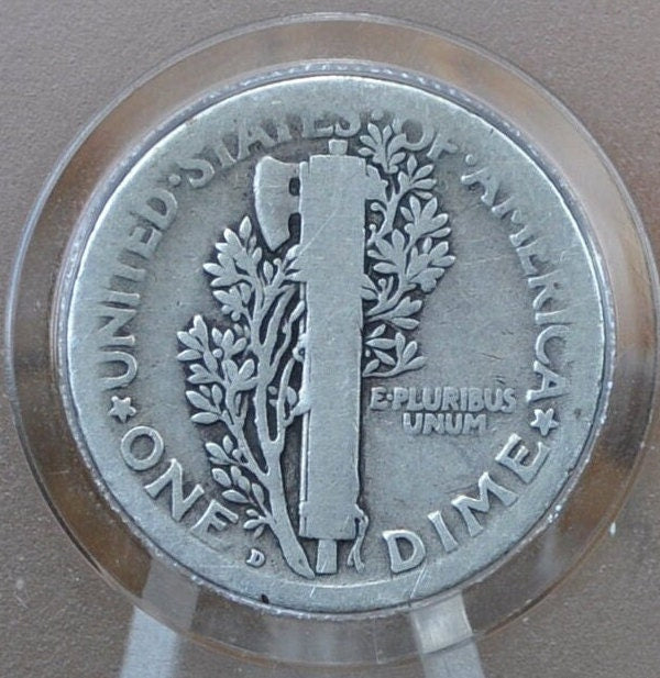 1918-D Mercury Dime - AG-F (About Good to Fine) Grade -Denver Mint- 1918 D Silver Dime - 1918 D Winged Liberty Head Dime - Silver Dime