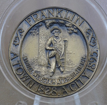 Daniel Webster / Franklin NH Commemorative Tokens - Franklin New Hampshire Town Medal - Daniel Webster 150th Anniversary Medal - Bronze