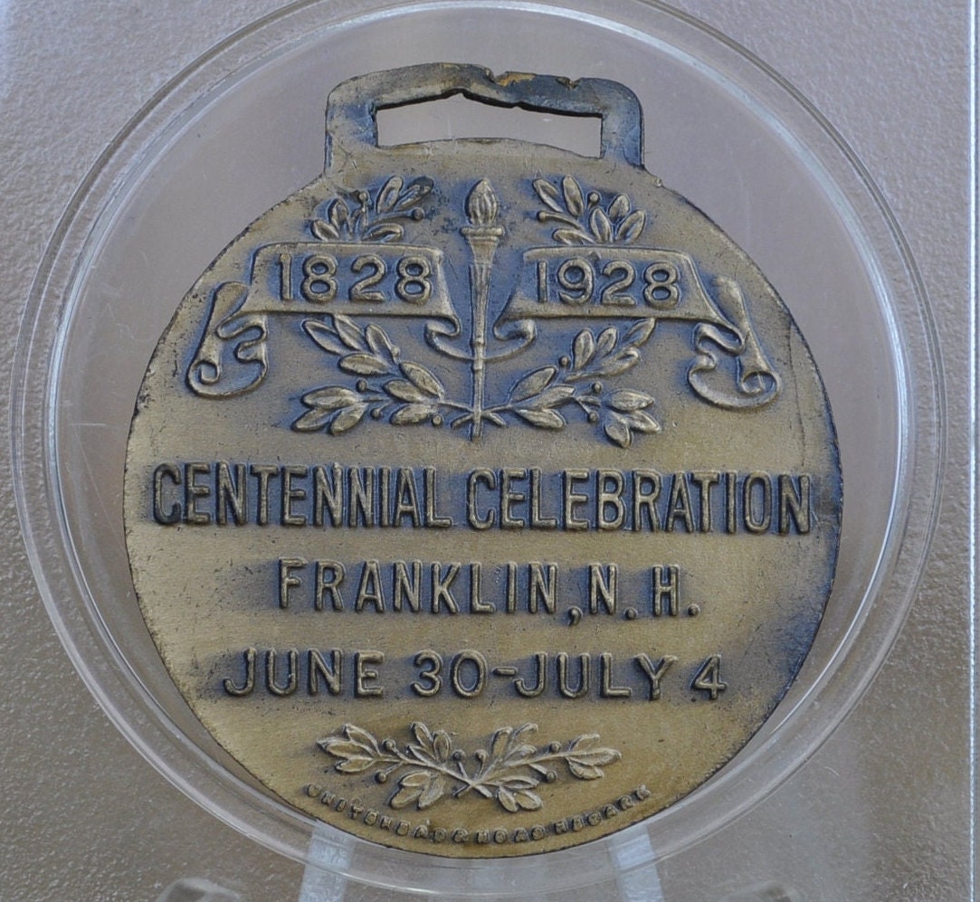 Daniel Webster / Franklin NH Commemorative Tokens - Franklin New Hampshire Town Medal - Daniel Webster 150th Anniversary Medal - Bronze