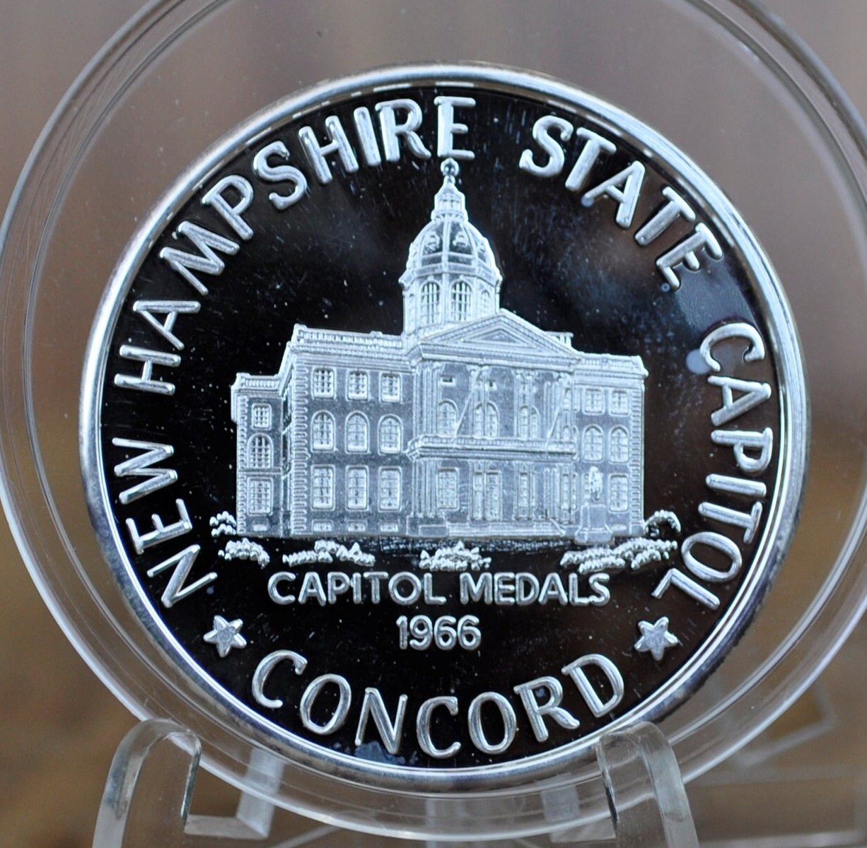 NH State Capitol Medal - Silver, Bronze, Choose by Metal - New Hampshire State Capital / Concord & Concord Coach - Town Medals