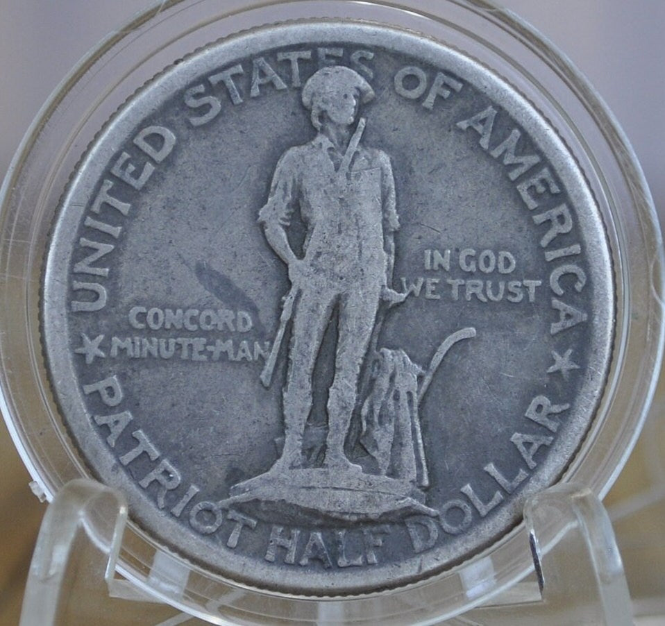 Authentic 1925 Patriot Half Dollar - VF-BU (Very Fine to Unc.) - Lexington-Concord Silver Commemorative Half Dollar Sesquicentennial Half