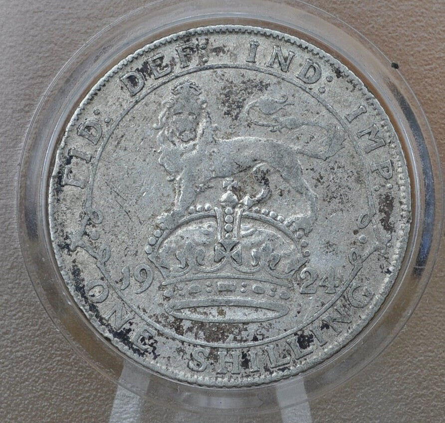 1924 Great Britain Silver 1 Shilling UK One Shilling 1910 - F Fine Grade  - King George V - 1 Shilling 1924 Silver - Silver Shilling