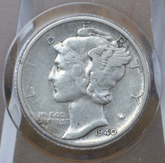 1940 Mercury Silver Dime - Average Circulation - 1940 P Winged Liberty Head Dime 1940 Silver Dime 1940 P Mercury Dime 1940 P Dime