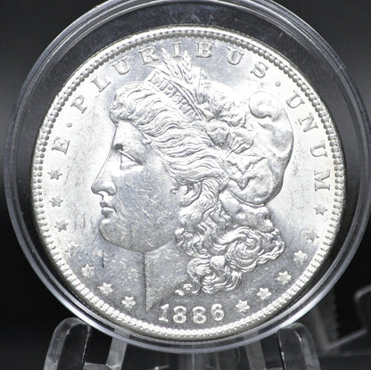 1886 Morgan Silver Dollar - MS60/BU (Uncirculated) Condition - 1886 P Morgan Dollar - 1886P Silver Dollar - No Mint Mark - High Grade