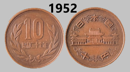 Japan 10 Yen - 1952 to 1981 - Showa Years 27 to 56 - Select Year(s) and Quantity - Birthdays, Jewelry, buttons, crafts or collections