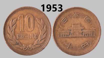 Japan 10 Yen - 1952 to 1981 - Showa Years 27 to 56 - Select Year(s) and Quantity - Birthdays, Jewelry, buttons, crafts or collections