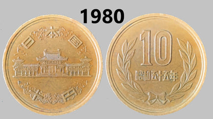 Japan 10 Yen - 1952 to 1981 - Showa Years 27 to 56 - Select Year(s) and Quantity - Birthdays, Jewelry, buttons, crafts or collections