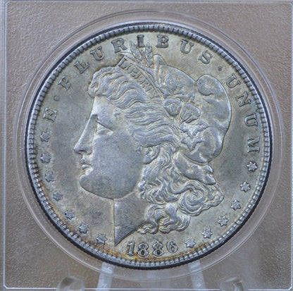 1886 Morgan Silver Dollar - MS63 (Choice Uncirculated) Toned - 1886 P Morgan Dollar - 1886P Silver Dollar - No Mint Mark - High Grade, Toned