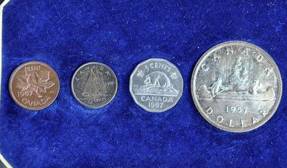 1957 Canadian Prooflike Set - Toned Over Time - Full Set of all 6 Coins - 1957 Canada Prooflike set as issued by The Royal Canadian Mint