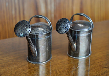 Antique Solid Silver Mini Watering Cans - Adorable - Sterling Silver Miniature Watering Cans - Opening Tops and Removeable Nozzles