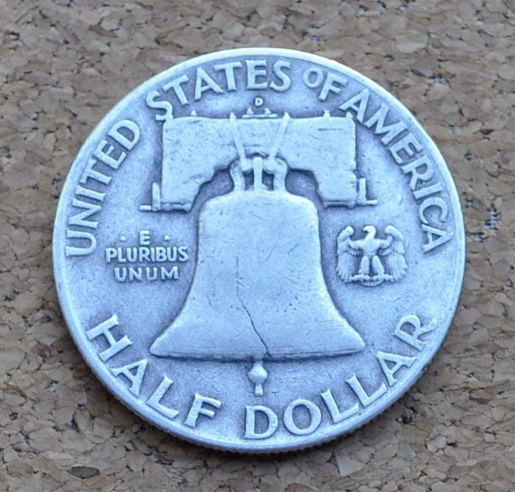 1949-D Franklin Half Dollar - F-XF (Fine to Extremely Fine) Grade - Silver Half Dollar - 1949D Ben Franklin Half Dollar 1949 D