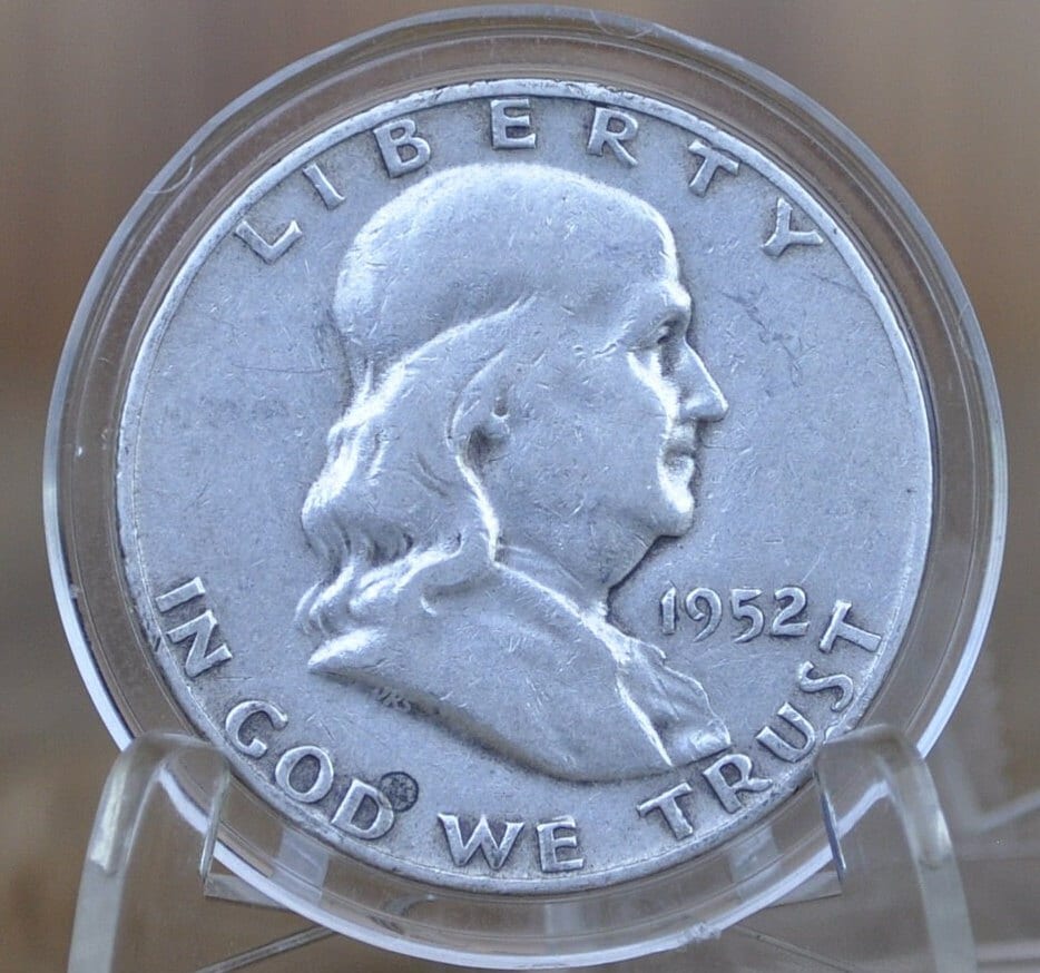 1952-S Franklin Silver Half Dollar - F-XF (Fine to Extremely Fine) -San Francisco Mint- Silver Half Dollar 1952 S Franklin - 1952 S Half