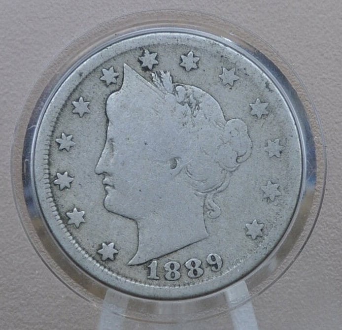 1889 V Nickel - AG-VG (About Good to Very Good) Grade - 1889 Liberty Head Nickel - Philadelphia Mint - Better Date - Nickel Collection