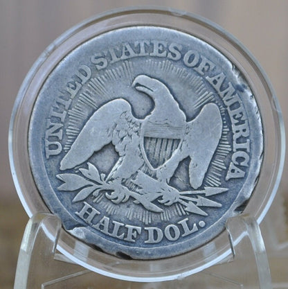 1853 Seated Liberty Half Dollar - G (Good) Grade / Detail, Dented Rim - 1853 P Liberty Seated Silver Half Dollar - Good Type Coin