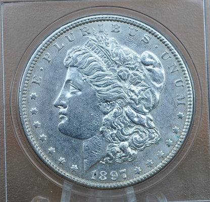 1897 Morgan Silver Dollar - AU (About Uncirculated), Great Detail - 1897 P Morgan Silver - 1897P Silver Dollar AU55; Better Date