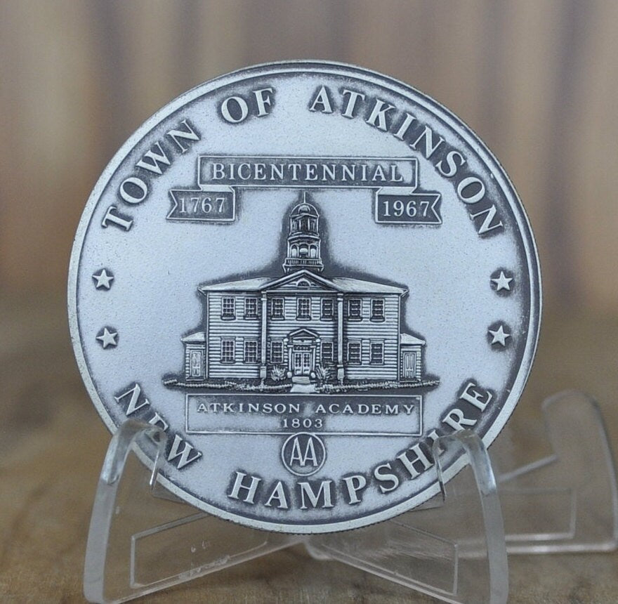 Atkinson NH Bicentennial Medals - Atkinson Academy / First NH Copper Penny Authorized - Settled in 1767 NH Town Collectible Coin