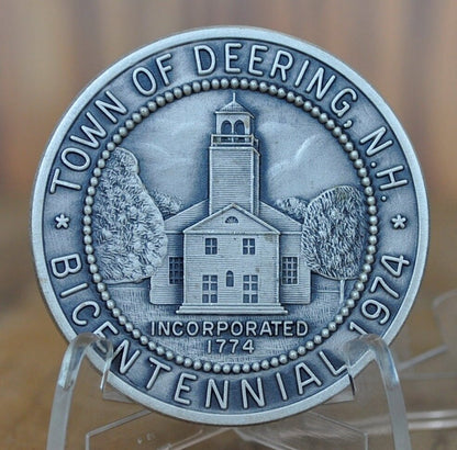 Deering NH Town Medals - Settlement Bicentennial 1774-1974 / Ebenezer Locke - Deering New Hampshire Town Collectible Coin