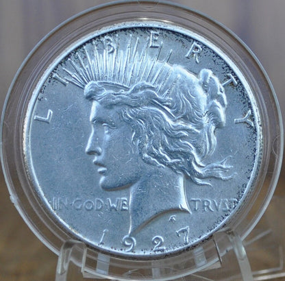 1927 Peace Silver Dollar - AU58 (About Uncirculated) Grade / Condition -Philadelphia Mint- 1927 P Silver Dollar 1927P Peace Dollar Key Date