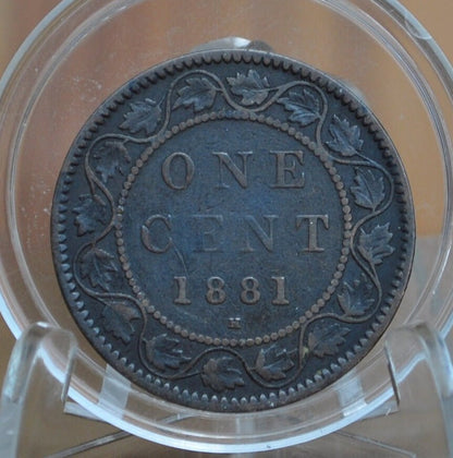1881 Canadian Large Cent - VF (Very Fine) Grade / Condition - Queen Victoria - 1881 Canadian Penny - 1881 H Penny Canada