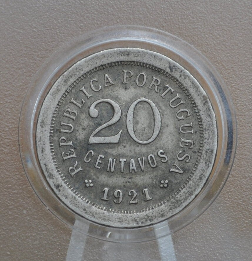 1921 Portuguese 20 Centavos Portugal - Beautiful Design, Simple - Republica Portugesa Twenty Centavos 1921 - Pre-Euro Portuguese Coin