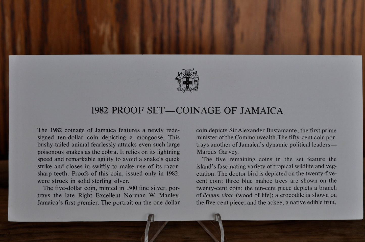 1982 Jamaican Silver Proof Set - Full Set of all 9 Coins - 1982 Jamaica Proof set as issued; Certificate of Authenticity, Sterling Silver