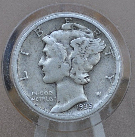1935-D Mercury Dime - Avg. Circulation - Denver Mint - Winged Liberty Head Dime 1935D - Silver Dime 1935 D