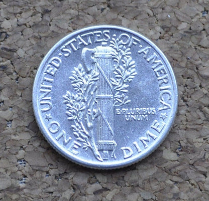 1943 Mercury Dime - BU (Uncirculated) - Philadelphia Mint - 1943 Liberty Head Dime - 1943 Winged Liberty Silver Dime - 1943P Dime - MS-60