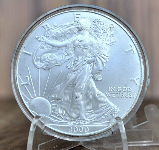 2000's Silver Eagle 1 oz. Bullion - One Ounce Fine Silver - One Silver Dollar - 2002 Silver Walking Liberty One Ounce