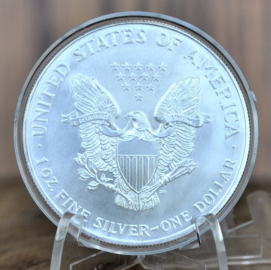 2000's Silver Eagle 1 oz. Bullion - One Ounce Fine Silver - One Silver Dollar - 2002 Silver Walking Liberty One Ounce