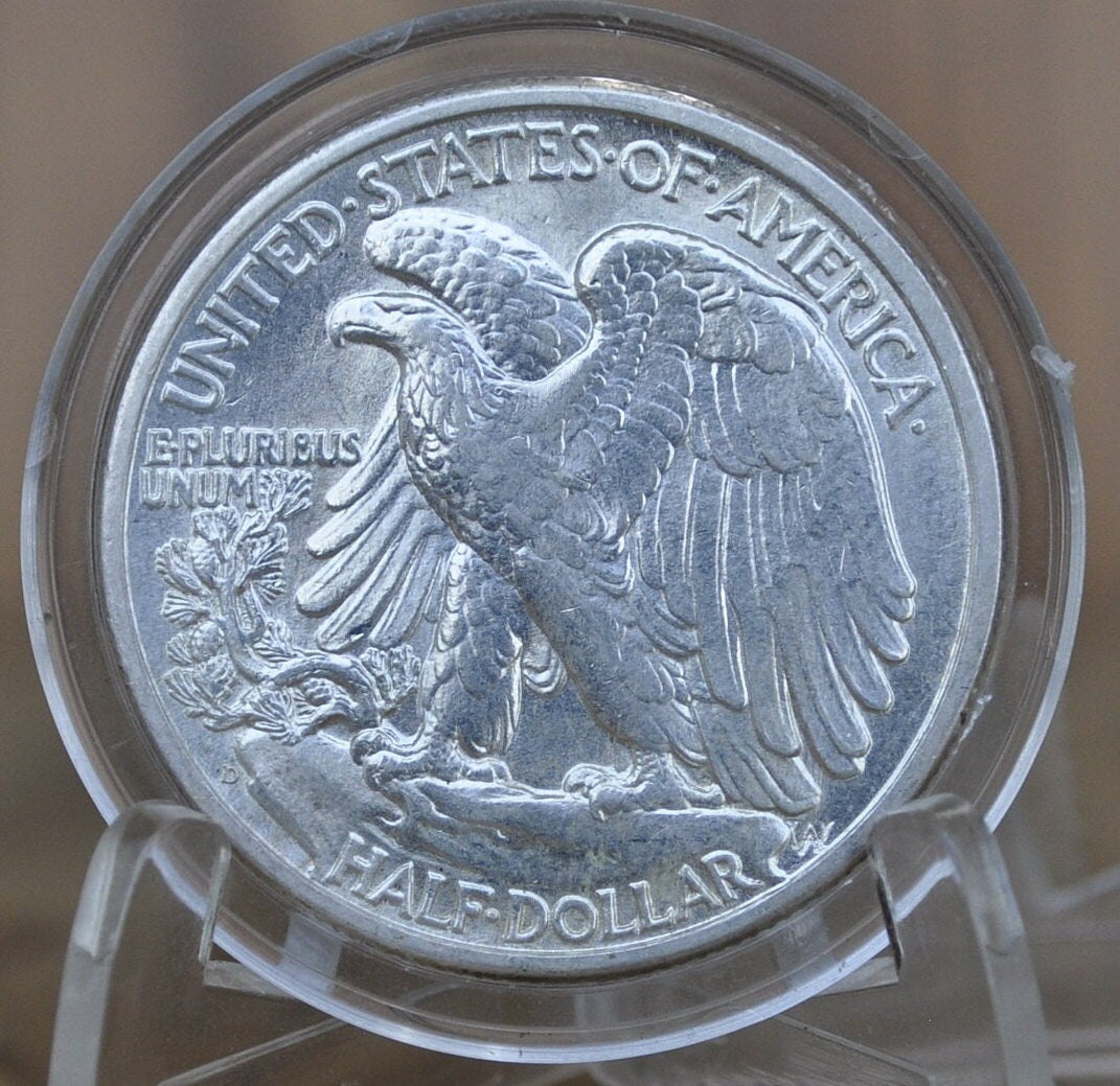 1939-D Walking Liberty Silver Half Dollar - F-XF (EF45; Extremely Fine) - Denver Mint - 1939D Half Dollar / 1939 D Half Dollar - WLH 1939 D