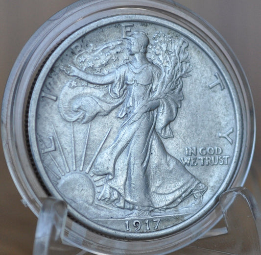 1917 Walking Liberty Silver Half Dollar - AU (About Uncirculated) - Philadelphia Mint - 1917-P Walking Liberty Half Dollar 1917 WLH