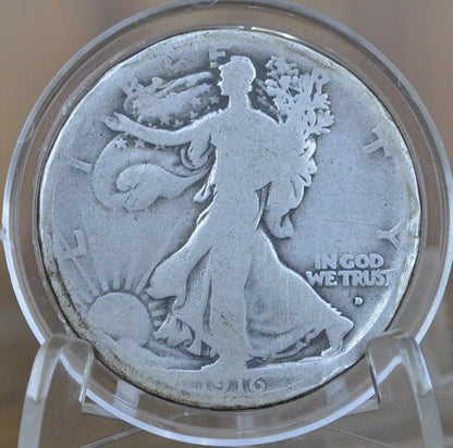 1916-D Walking Liberty Silver Half Dollar - G (Good) - Key Date - Denver Mint - 1916 D WLH - Half Dollar 1916 D Liberty Walking Half